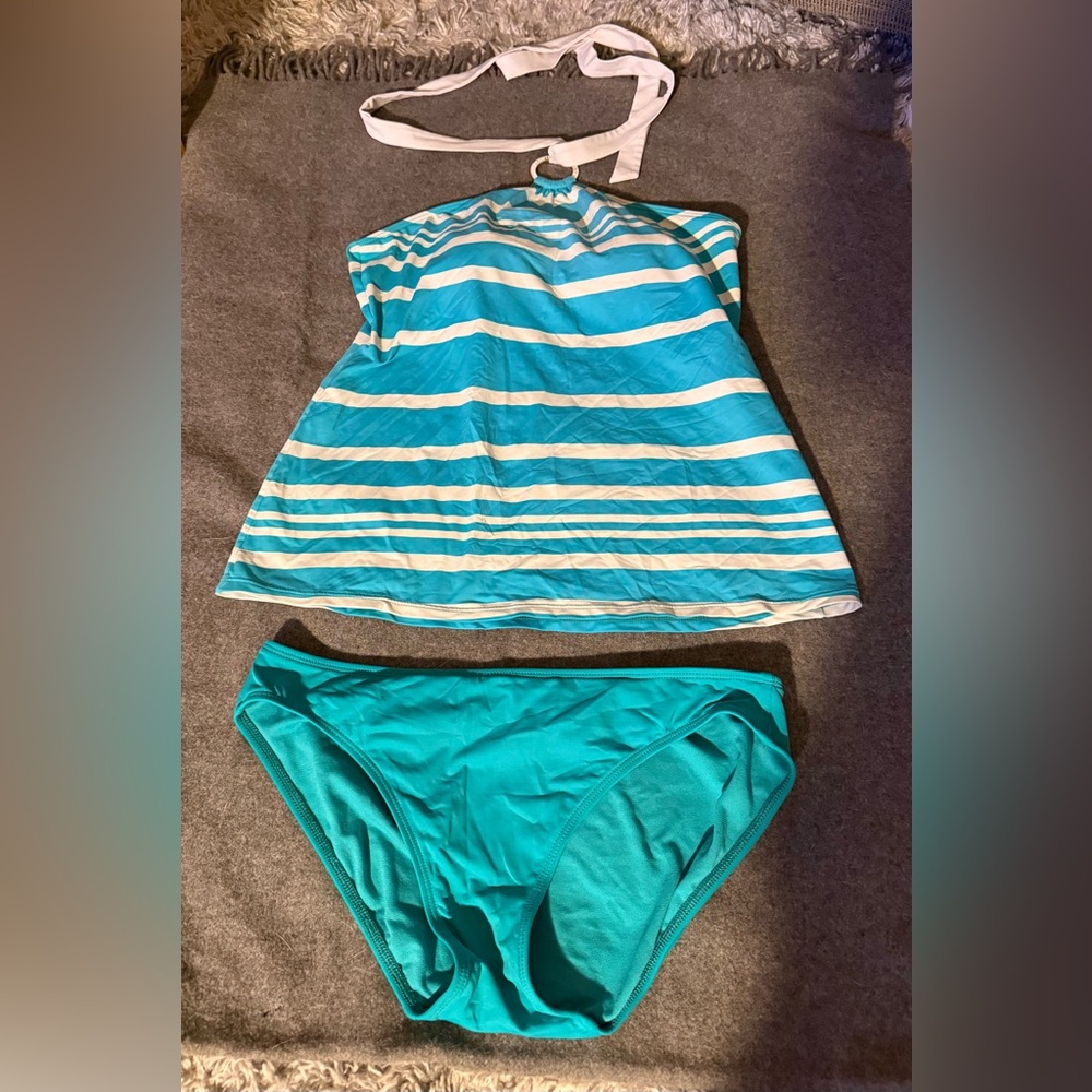 Lauren Ralph Lauren Teal and White Swimwear